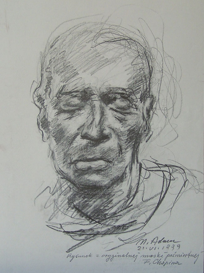 Rysunek z maski pośmiertnej Szopena