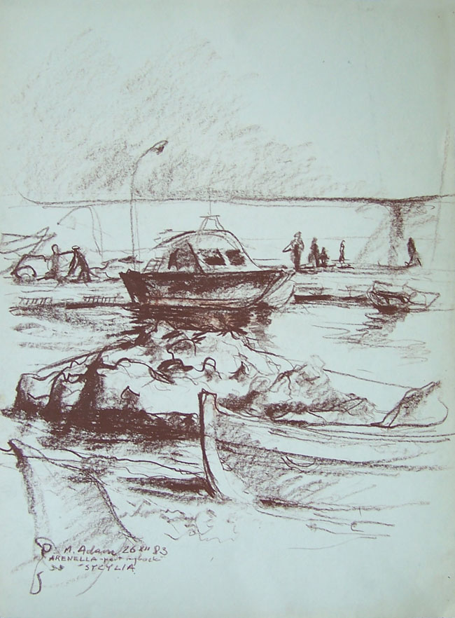 Szkice z portu w Arenelli na Sycylii