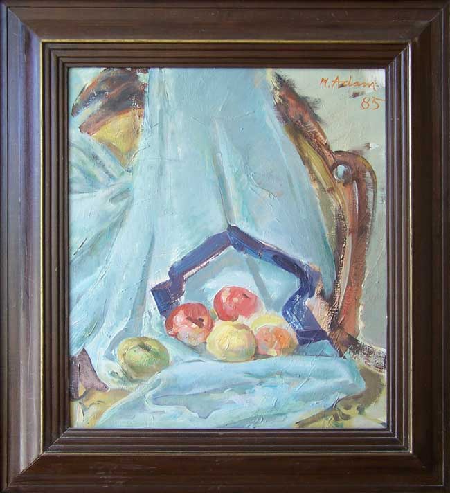 Jabłka na błękitnej piżamie