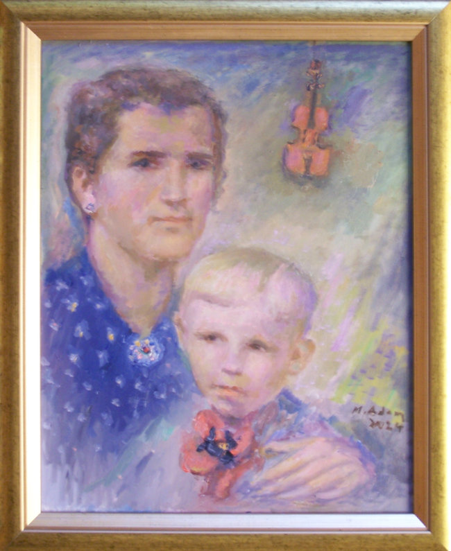 Przyszły Profesor skrzypiec Krzysztof Jakowicz ze swoją heroiczną Matką - wg. fotografii z czasów okupacji